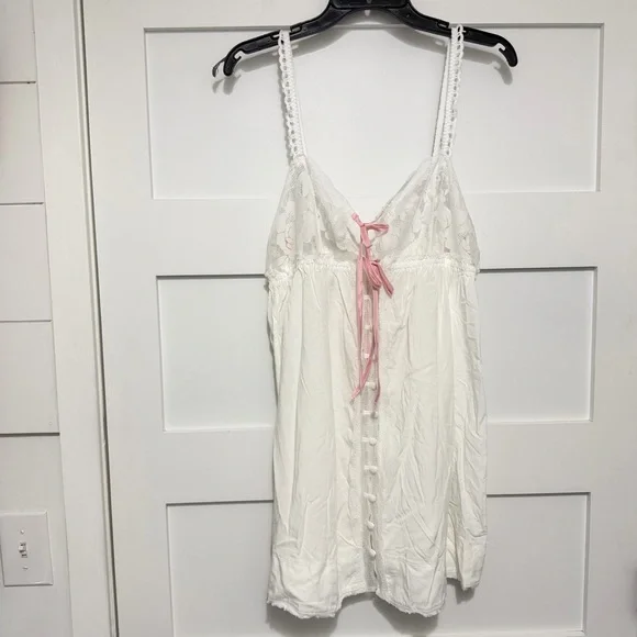 New! For Love & Lemons White Alexa Slip Mini Dress Size Large 23985 - Picture 4 of 14
